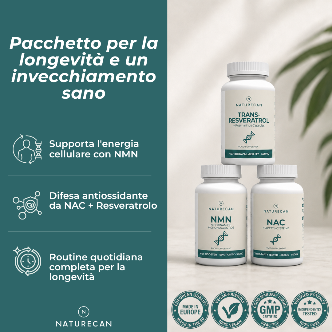 Bundle Anti-età con NMN, NAC e Resveratrolo