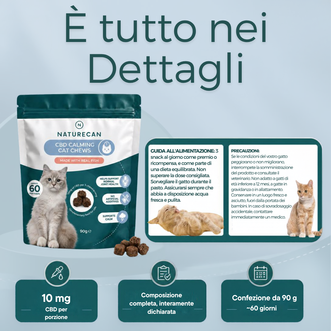 Snack calmanti al CBD per gatti composizione