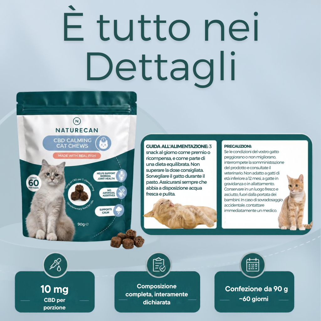 Snack calmanti al CBD per gatti composizione