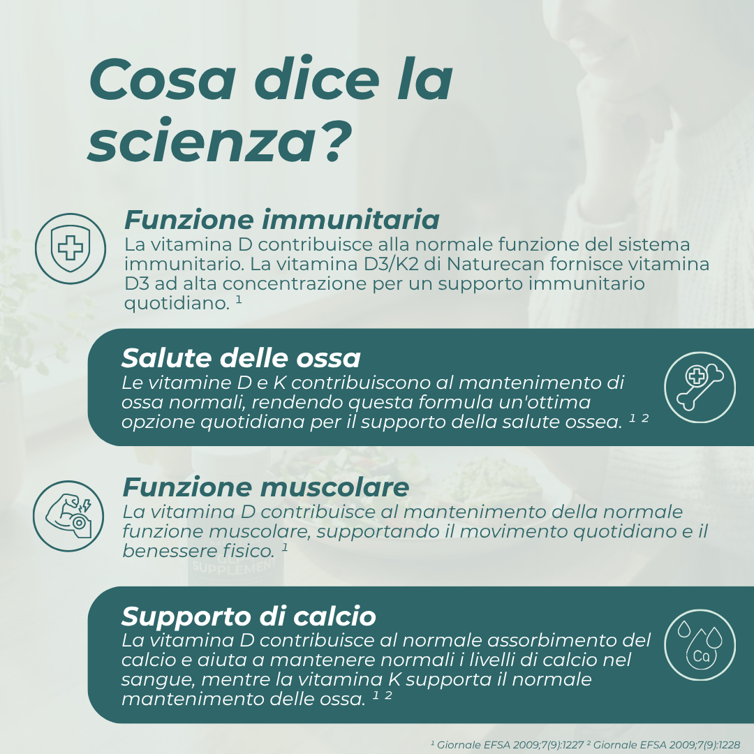 Vitamine D3 & K2 benefici