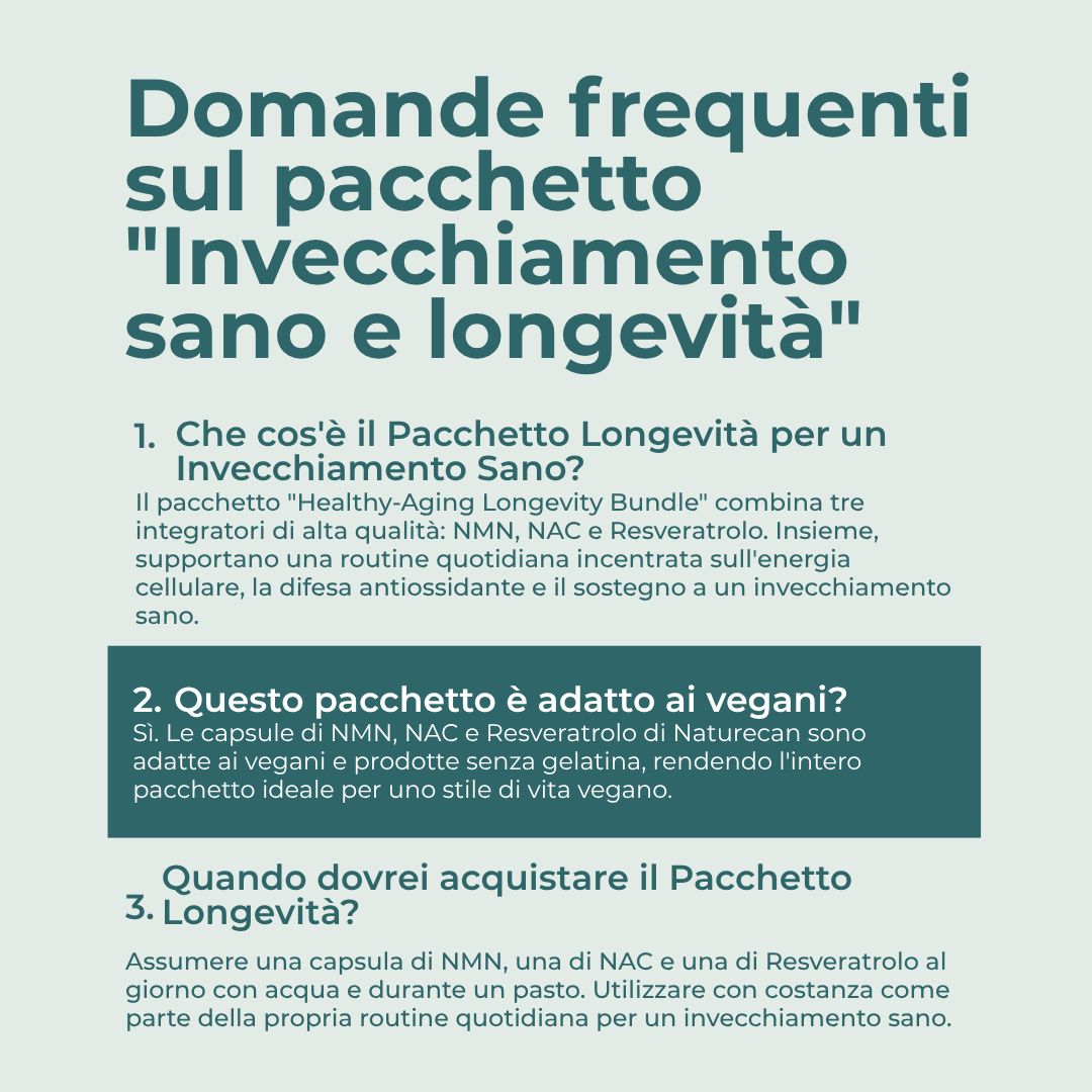 Bundle Anti-età con NMN, NAC e Resveratrolo domande