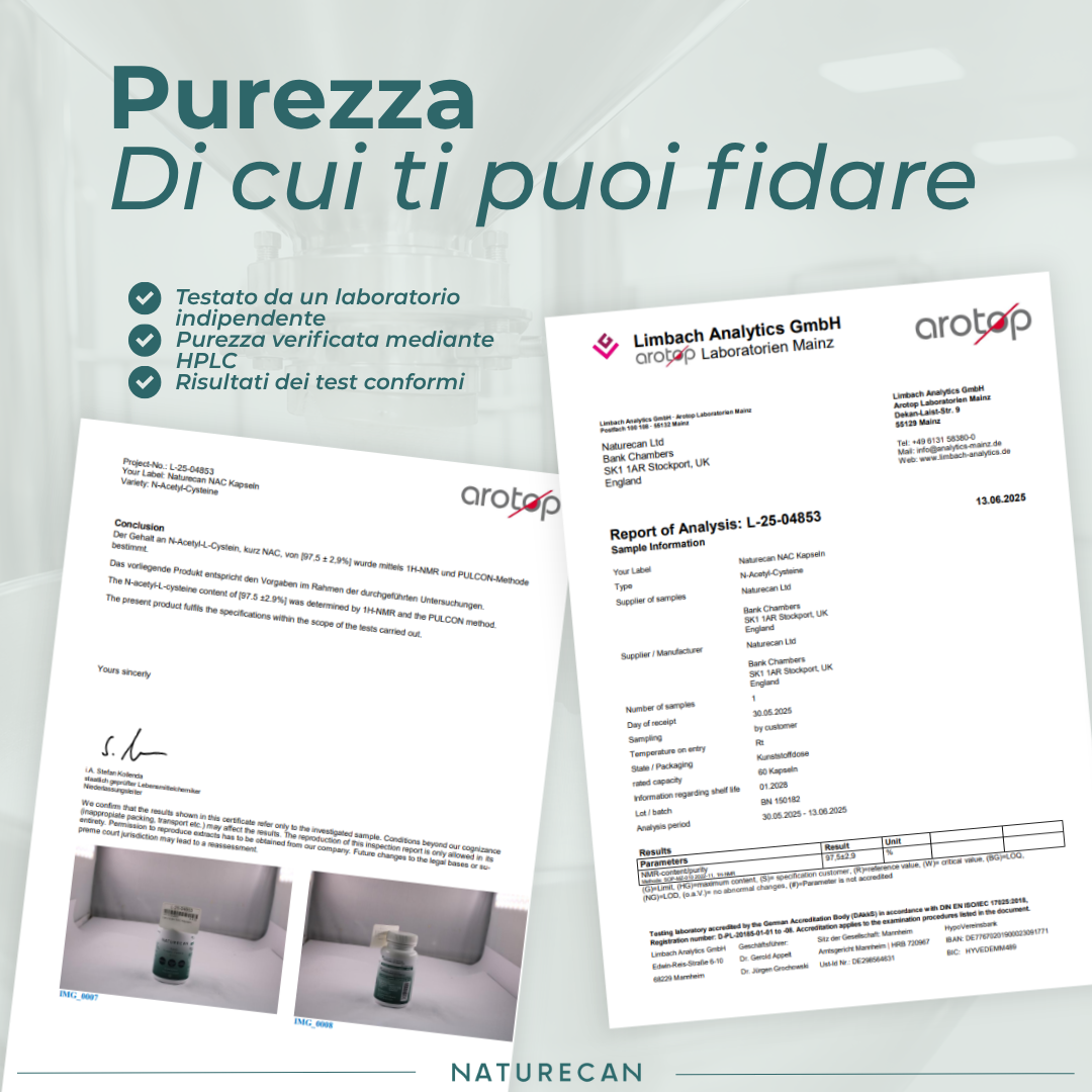 Integratore NAC certificato di analisi