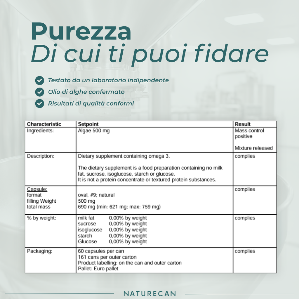 omega 3 certificato analisi