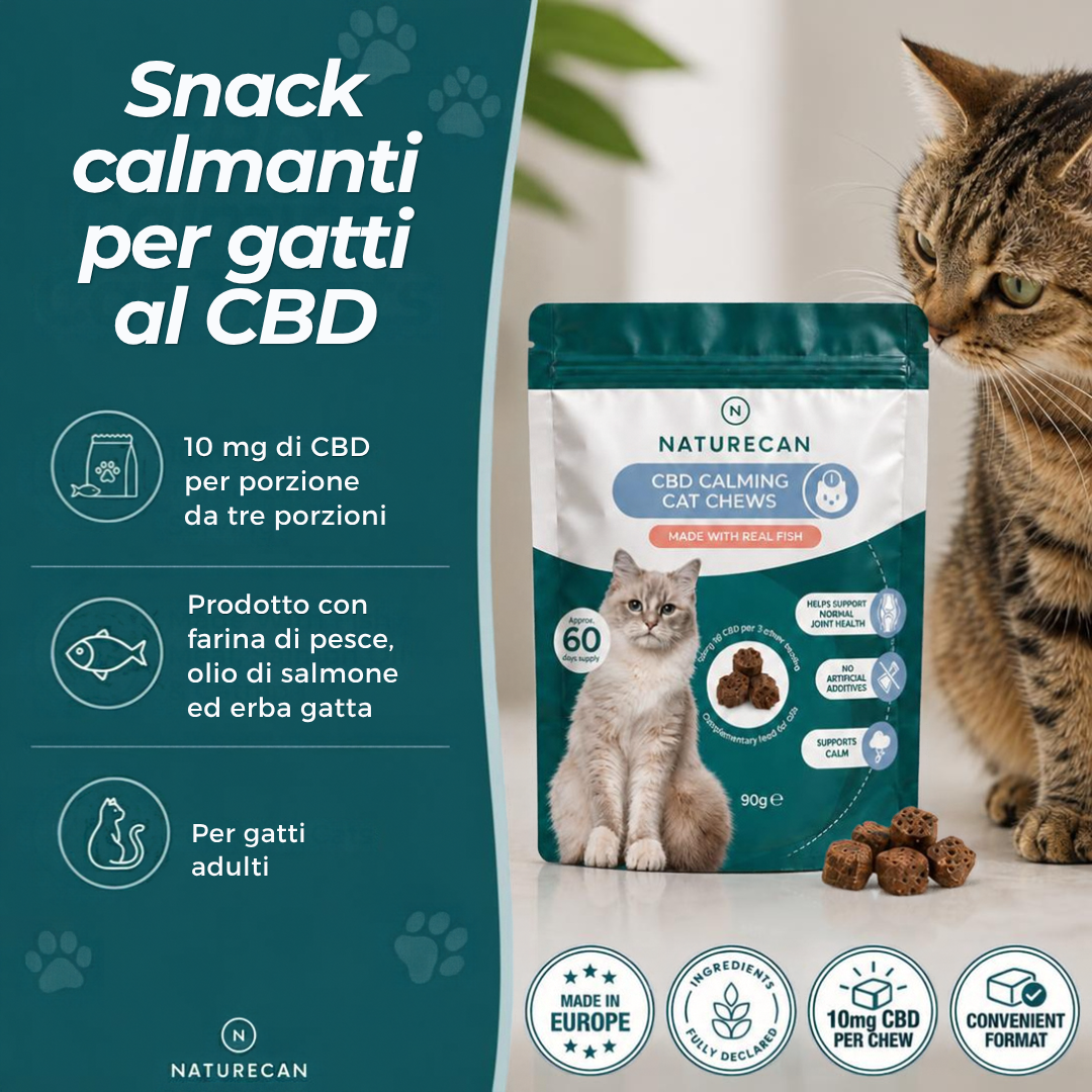 Snack calmanti al CBD per gatti di naturecan
