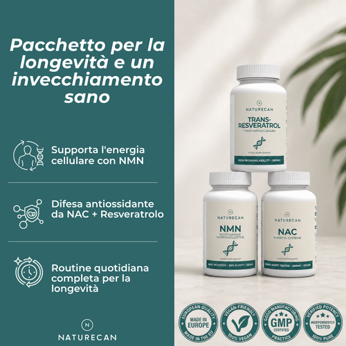 Bundle Anti-età con NMN, NAC e Resveratrolo