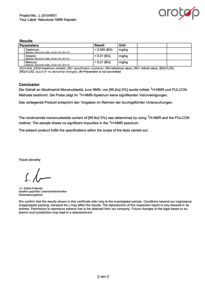 NMN certificato analisi